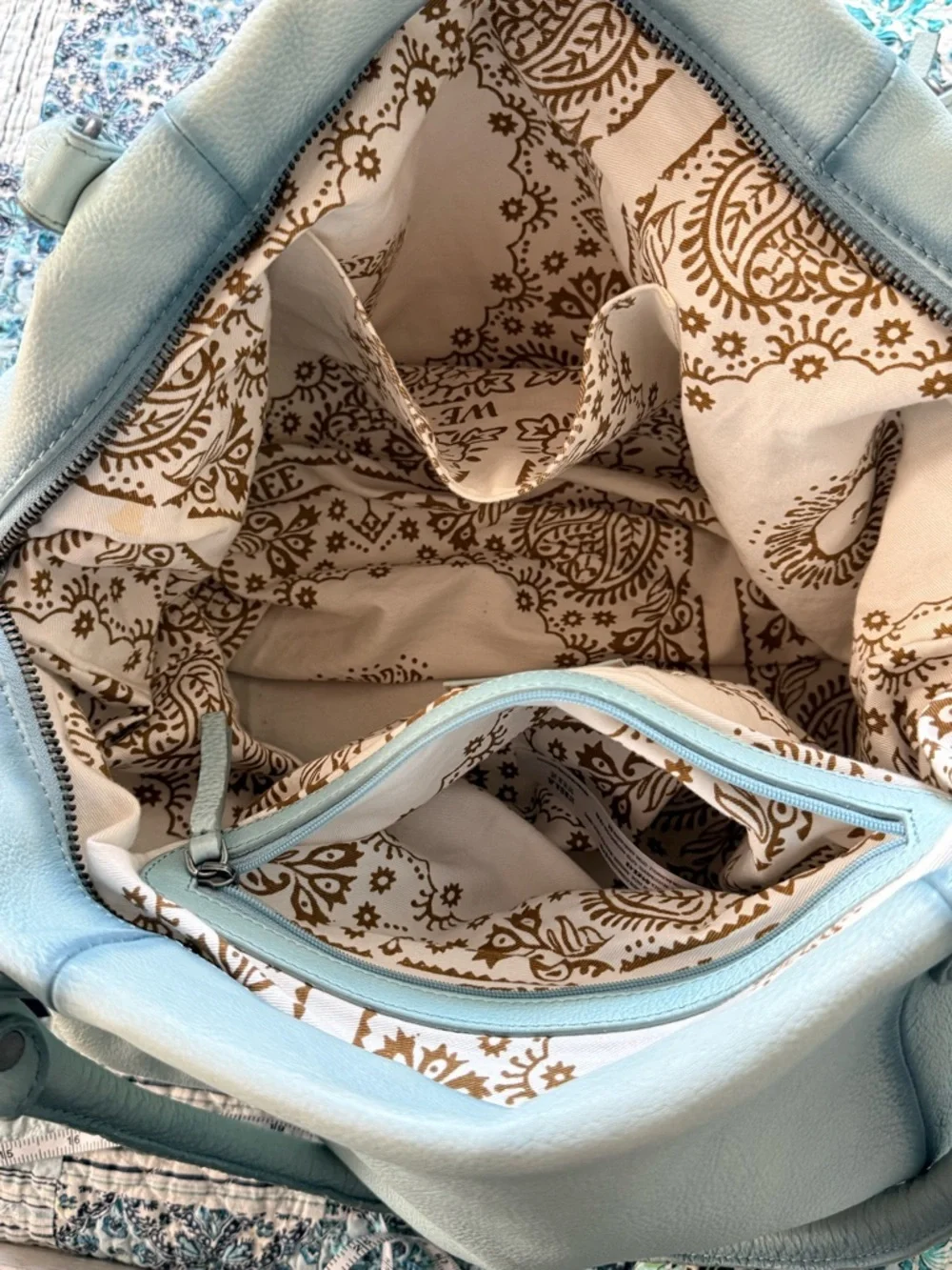 We The Free Emerson Light Blue Leather Tote - Picture 8 of 12
